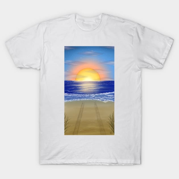 Sunrise at the Beach Returns T-Shirt by Kaotik Sketches